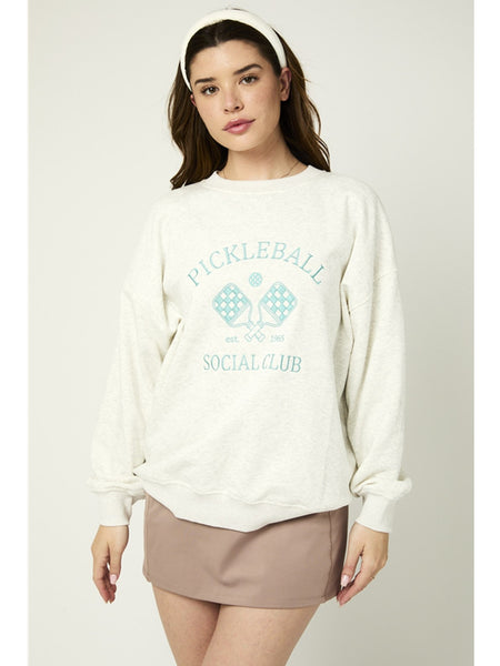 Gilli Pickleball Social Club Sweatshirt In Light Heather Grey