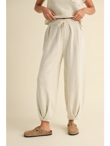 Miou Muse Rita Pleated Bottom Knit Pants In White