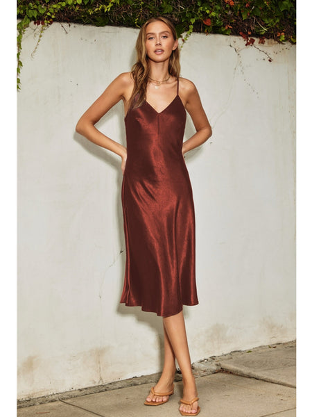 Dress Forum Merida Satin Slip Dress In Sangria