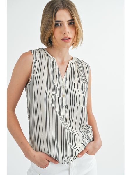 Fun2Fun Catinia Stripe Shirt Ivory Black