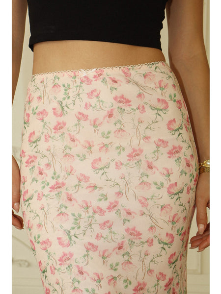 Bailey Rose Ashley Floral Mesh Skirt Peach