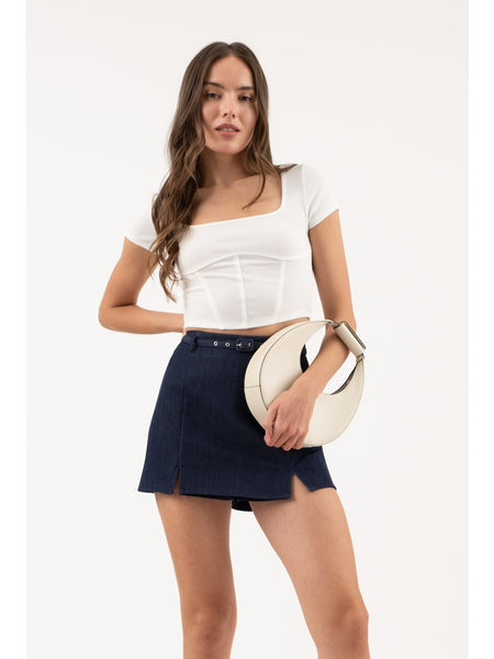 The Workshop Emilia Corset Short Sleeve Top White