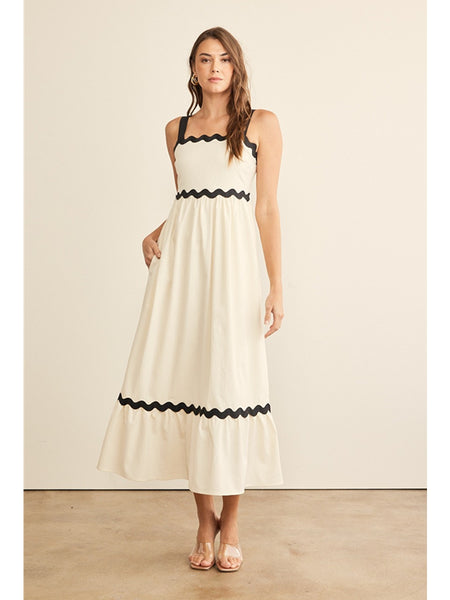 In February Doen Contrast Maxi Dress In Cream Black