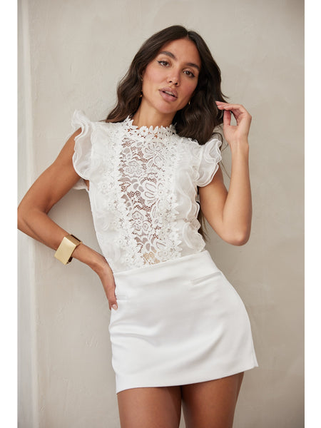 Valentine Lyon Lace Bodysuit In White