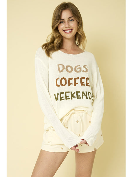 Gilli Dog Coffee Weekends Sweater White