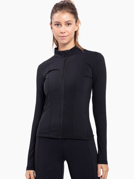 Mono B Ezra Active Slim Zip-Up Jacket In Black