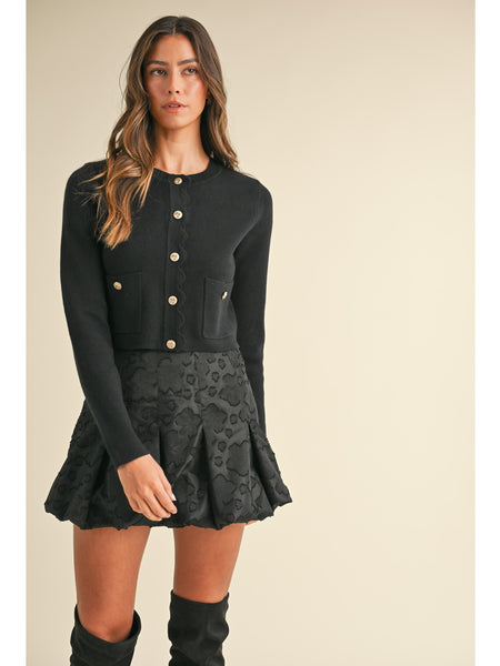 Mable Malta Scalloped Cardigan In Black