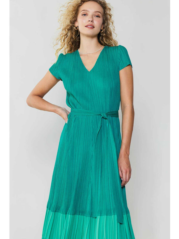 Current Air Wesley Pleated Dress In Teal
