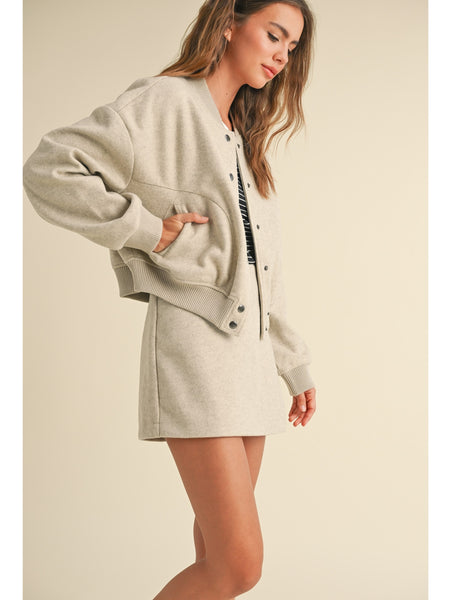 Miou Muse Semi Casual Bomber Jacket Oatmeal