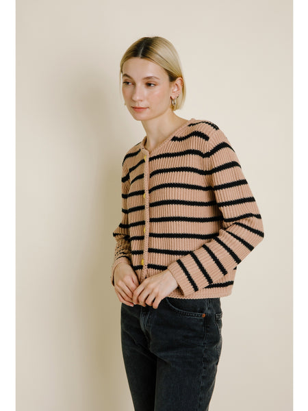 Aureum Dema Striped Cardigan Eggshell