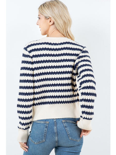 Dreamers Lemor Stripe Cardigan Navy White