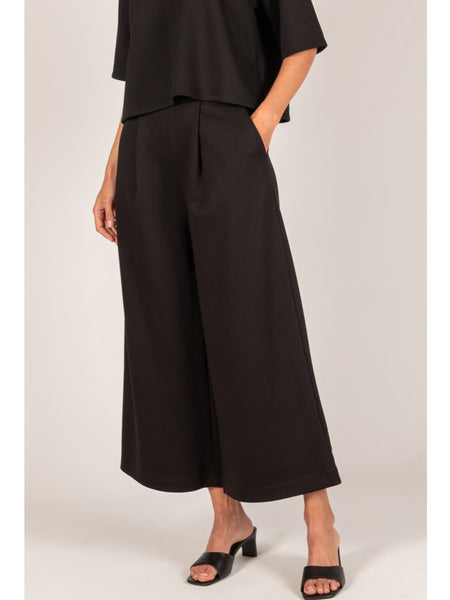 P.Cill Diego Butter Modal Wide Leg Culotte Pants In Black