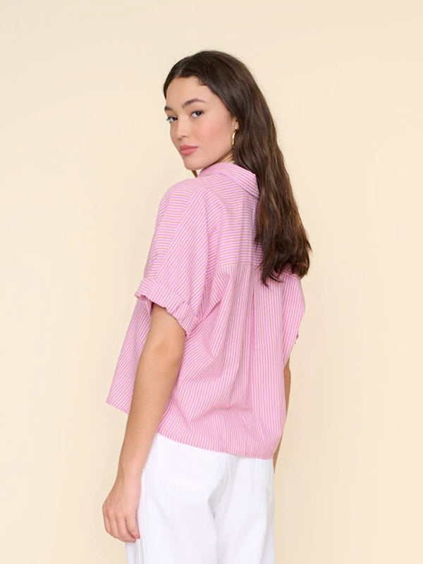 Xirena Teddy Shirt In Rose Dawn Stripe