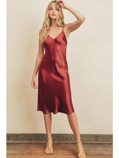 Dress Forum Merida Satin Slip Dress In Sangria