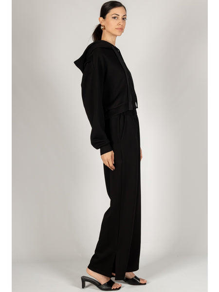 P.Cill Clayton Scuba Modal Wide Leg Pants In Black