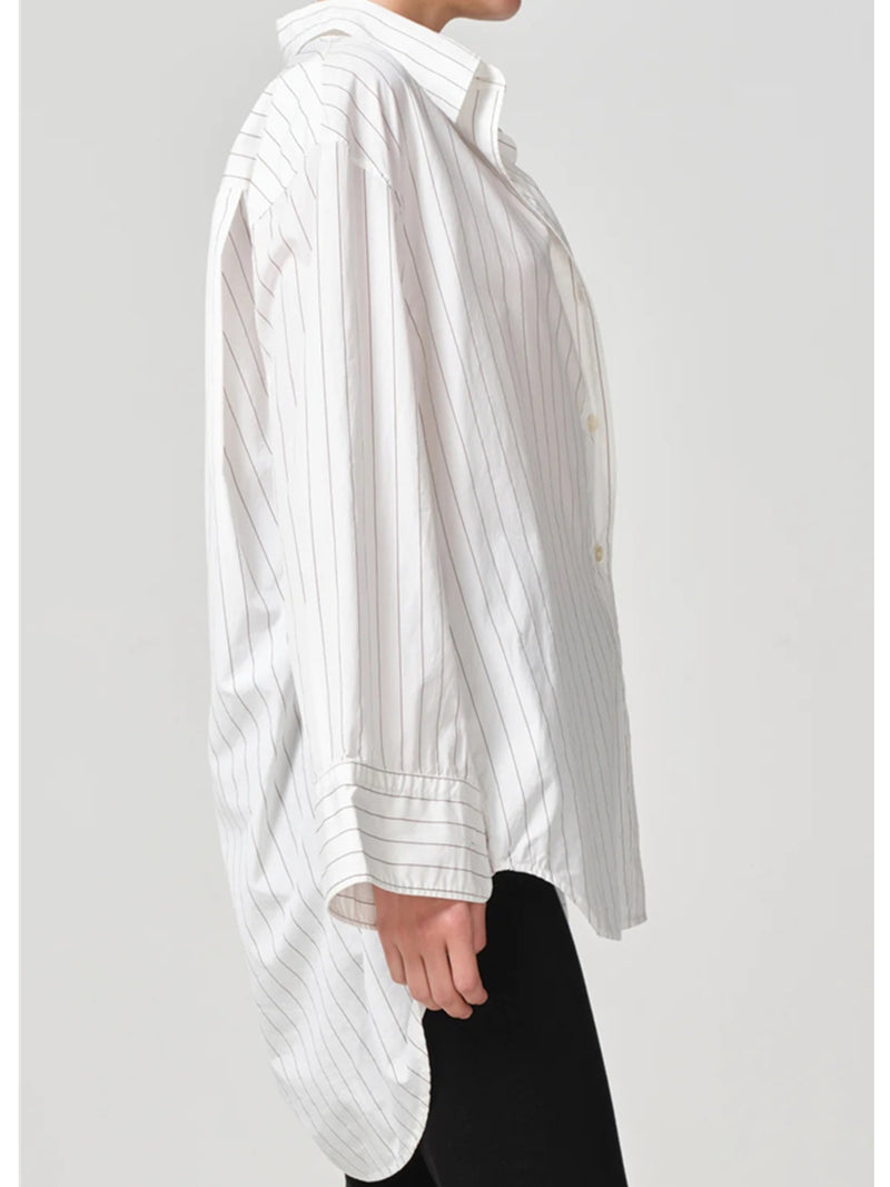 Citizens Of Humanity Cocoon Shirt In Bitter Chocolate Stripe