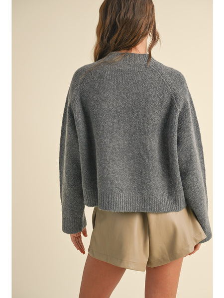 Miou Muse Paris Letter Front Sweater Grey