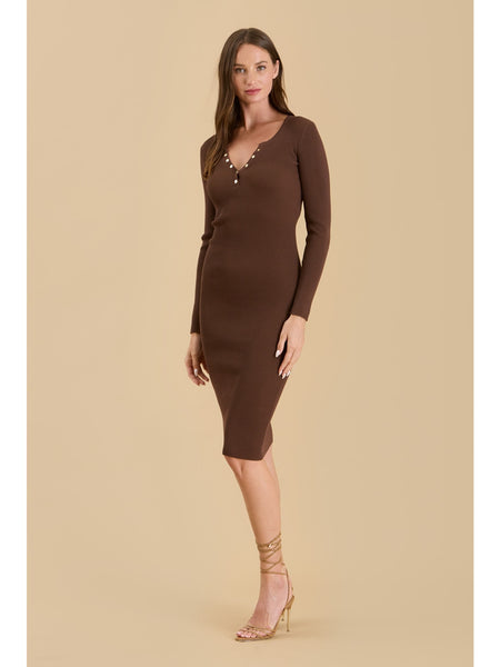 The Workshop Lizeth Henley Long Sleeve Knit Dress