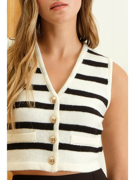 The Workshop Fauna Stripe Knit Cardigan In Ivory