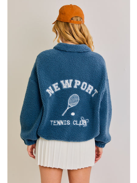 LE LIS Newport Tennis Club Zip Fleece Dusty Blue