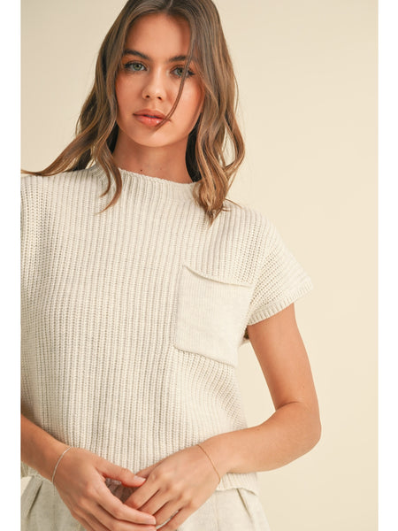 Pre-Order Miou Muse Molly Knit Top White