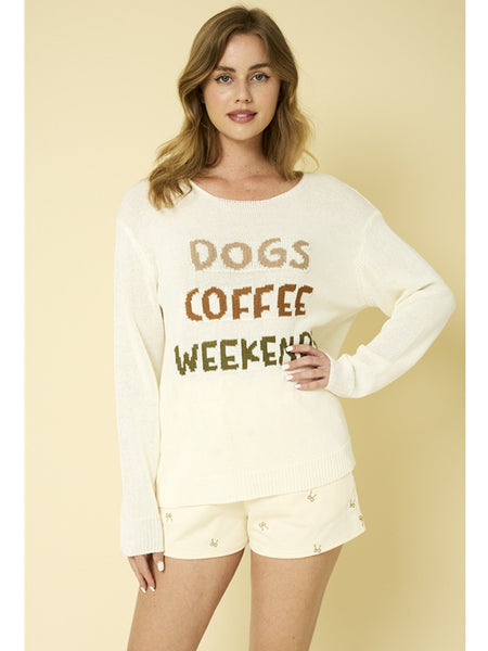 Gilli Dog Coffee Weekends Sweater White