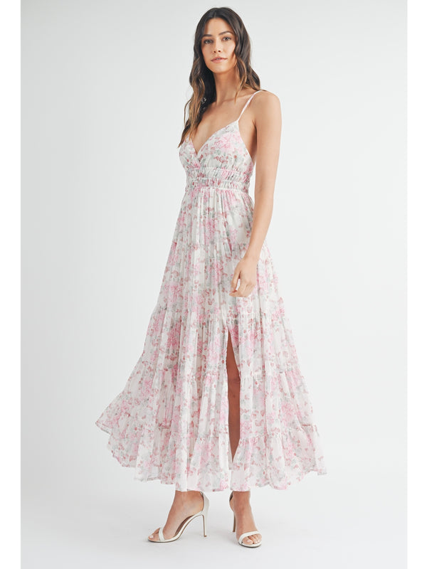 Mable Brie Tiered Maxi Dress In Pink
