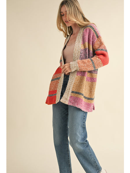 &Merci Farrow Cardigan In Fuchsia Mustard