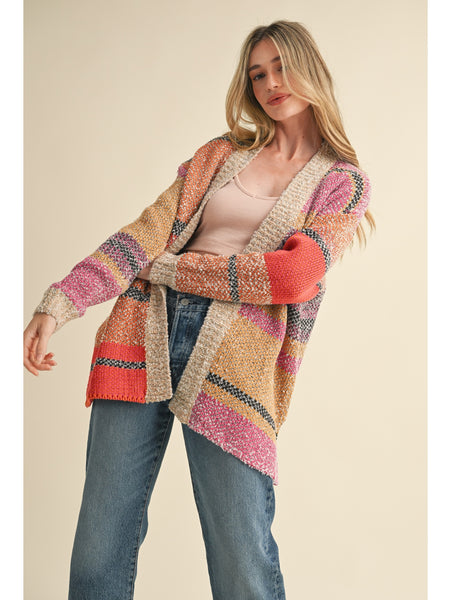 &Merci Farrow Cardigan In Fuchsia Mustard