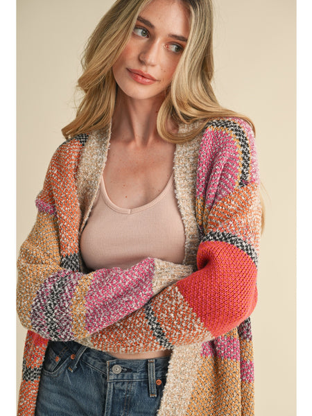 &Merci Farrow Cardigan In Fuchsia Mustard