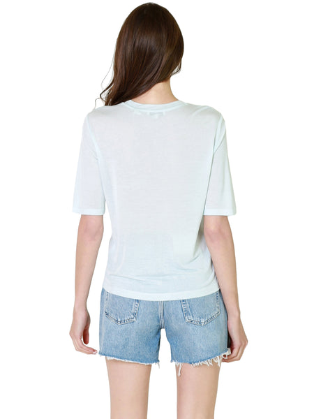 Vince Elbow Sleeve Crew Neck Shirt In Sky