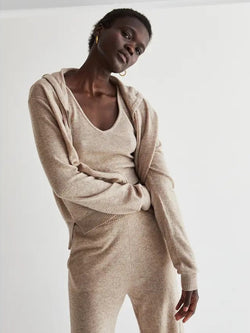 Crescent Evelyn Zip-up Sweater and Tank Set In Taupe