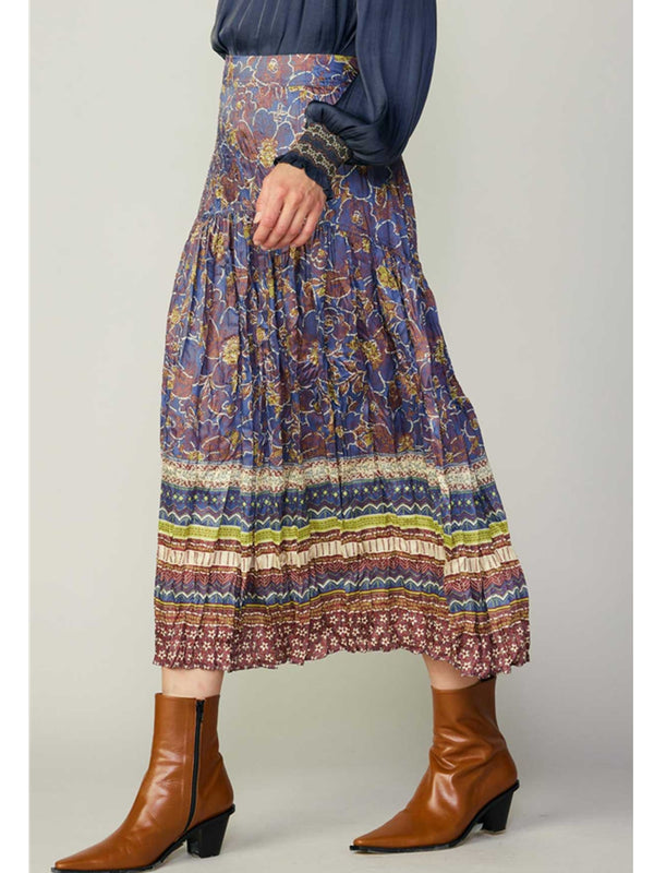 Current Air Colton Skirt In Blue Brown Multi