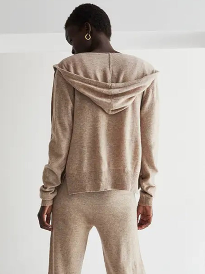 Crescent Evelyn Zip-up Sweater and Tank Set In Taupe