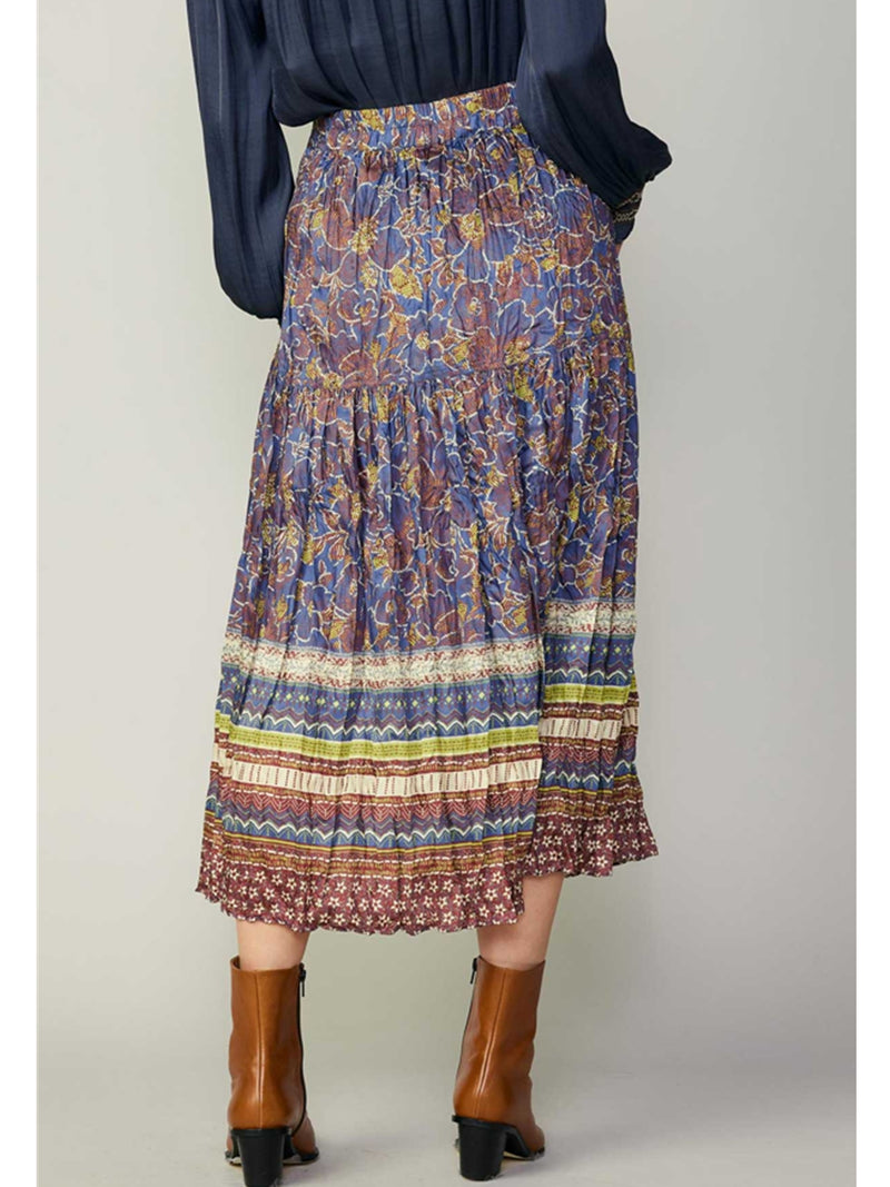 Current Air Colton Skirt In Blue Brown Multi