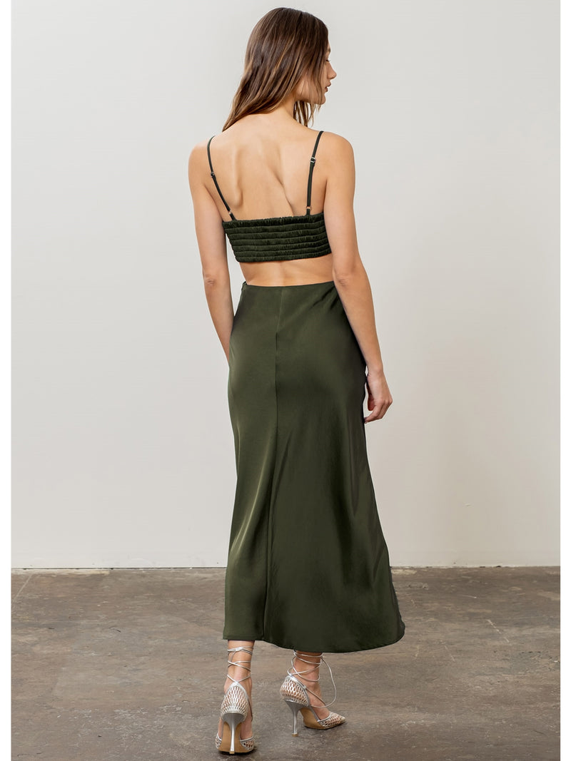 Moon River Riley Dress In Olive