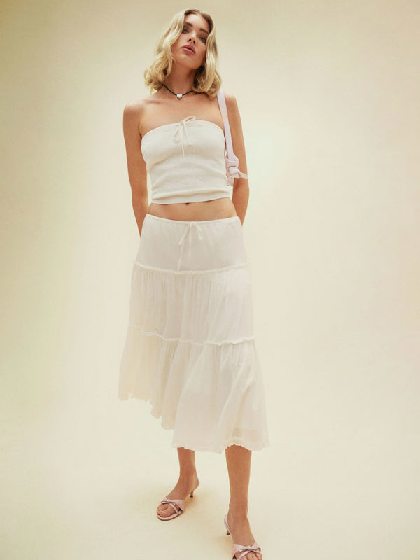 Reformation Laney Lace Skirt in Ivory