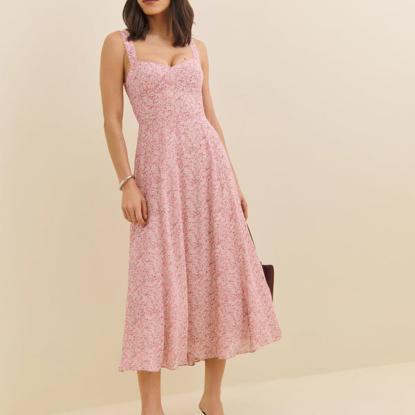 open lace back dress Reformation Lela Maxi Dress in Rosin – Evoluxxy