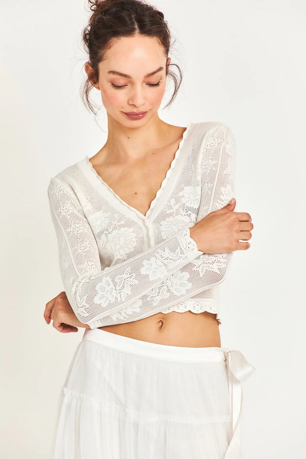 LoveShackFancy Arabesque Cardigan True White S