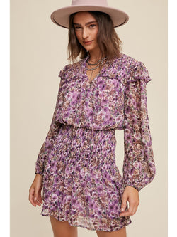 Listicle Connor Floral Dress In Violet