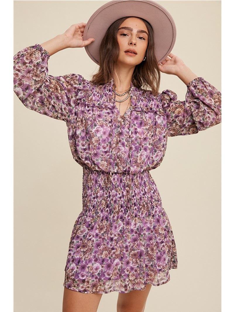 Listicle Connor Floral Dress In Violet