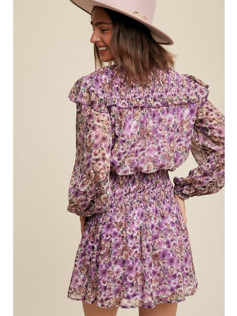 Listicle Connor Floral Dress In Violet