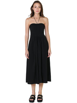 Vince Ruched Halter Dress In Black 