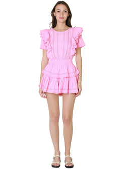LoveShackFancy Natasha Dress In Vivid Pink 