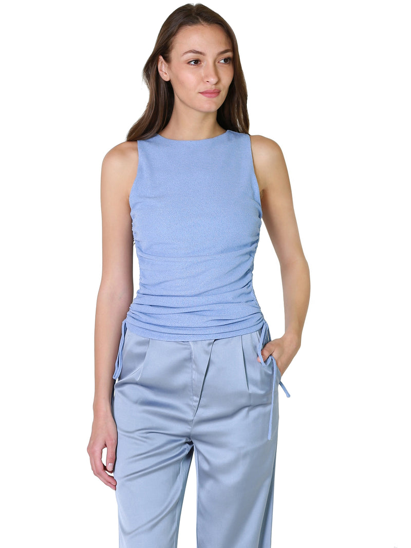 Crescent Valentina Ruched Top In Light Blue 