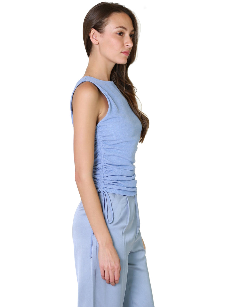 Crescent Valentina Ruched Top In Light Blue 
