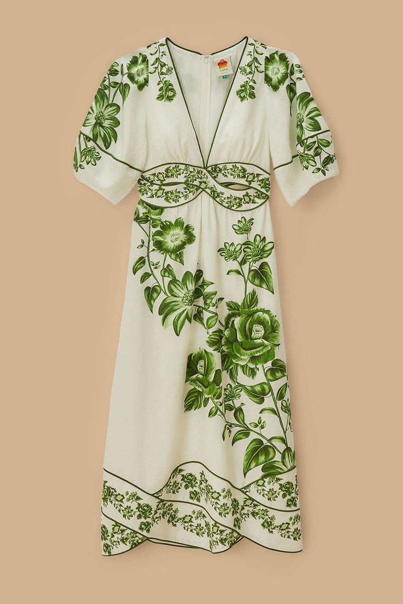 Farm Rio floral midi dress in green cascade