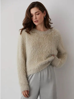 Crescent Hartley Mohair Crewneck Sweater In Taupe
