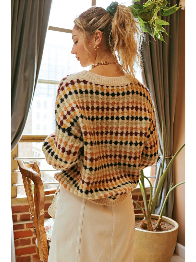 Blu Pepper Griffin Multicolor Sweater In Cream