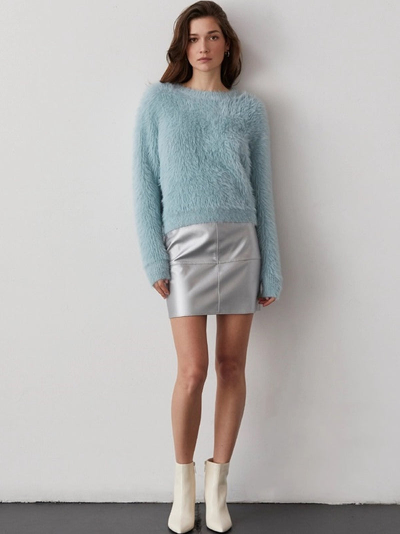Crescent Hartley Mohair Crewneck Sweater In Ice Blue